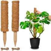 Mosstok voor Planten - Verlengbaar tot 50cm - Plantenstok - Plantensteun - Perfect voor Monstera, Pothos en Meer - 2x30 cm - Inclusief Juten Touw