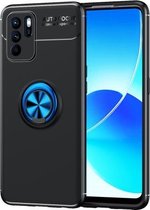 Voor OPPO Reno6 Z metalen ringhouder 360 graden roterende TPU-hoes (zwart + blauw)