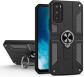 Koolstofvezelpatroon PC + TPU-beschermhoes met ringhouder voor vivo V20 SE (zwart)