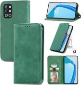 Voor OnePlus 9R Retro Skin Feel Business Magnetische Horizontale Flip Leather Case met Houder & Kaartsleuven & Portemonnee & Fotolijst (Groen)