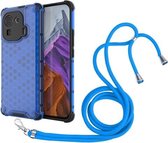 Voor Xiaomi Mi 11 Pro schokbestendige honingraat pc + TPU-hoes met nekkoord (blauw)