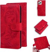Tiger Embossing Pattern Horizontal Flip Leather Case met houder & kaartsleuven & portemonnee voor iPhone 13 Pro Max (rood)