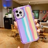 Rainbow TPU + PC Glass Shockproof Case voor iPhone 12 Pro Max (regenboogpatroon paars)