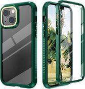 C1 2 in 1 schokbestendige TPU + pc-beschermhoes met PET-schermbeschermer voor iPhone 13 Pro (donkergroen)