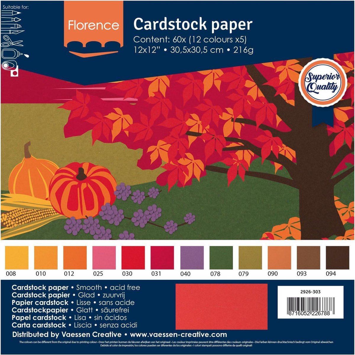 Florence • Cardstock Paper Smooth 30,5x30,5cm 12x5 Autumn