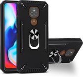 Voor Motorola Moto E7 Plus PC + TPU-beschermhoes met 360 graden draaibare ringhouder (zwart)