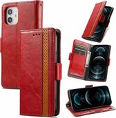 CaseNeo Business Splicing Dual Magnetic Buckle Horizontal Flip PU lederen tas met houder & kaartsleuven & portemonnee voor iPhone 13 Mini (rood)