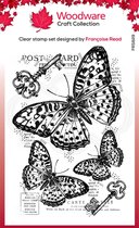 Woodware Clear stamp - Drie vlinders met sleutels - A6 - Polymeer
