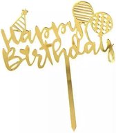 Happy Birthday Taart Topper - goud -Happy Birthday taart topper goud- Taart topper - Cake topper - Happy birthday - Verjaardagstaart topper - Verjaardag - Taart prikker- Cake prikk