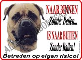 Bullmastiff 118 Waakbord Naar Binnen Zonder Bellen - 15 x 20 cm