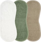 Meyco basic badstof spuugdoeken Schoudermodel 3-pack  - Offwhite/Forest Green/Taupe - 53x20cm