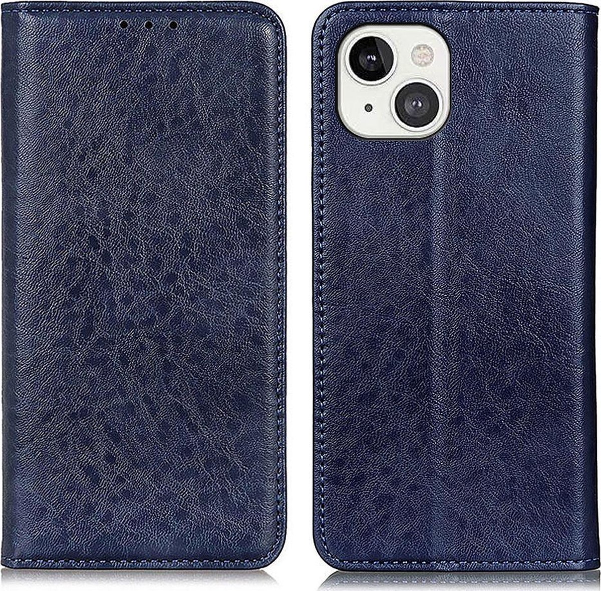 Mobigear Telefoonhoesje geschikt voor Apple iPhone 13 Hoesje | Mobigear Classic Elegance Bookcase Portemonnee | Pasjeshouder voor 2 Pasjes | Telefoonhoesje voor Pinpas / OV Kaart / Rijbewijs - Blauw
