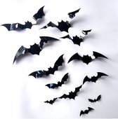 Feesty - Halloween decoratie - 3D Halloween vleermuizen stickers x 48 stuks