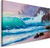 Schilderij - Golvende zee (print op canvas), multi-gekleurd, wanddecoratie
