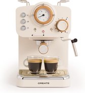 CREATE Thera Matt Retro Express Koffiemachine - Mat Gebroken wit - Gemalen koffie - Espresso - Cappuchino - Machiato - Americano