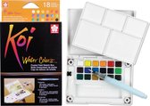 Koi Water Colors aquarel sketch pocketbox 18 kleuren met brushpen penseelpen penseelstift