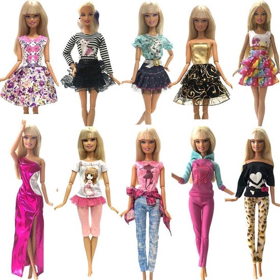 Dolldreams | 10x Barbiekleding: Jurkjes, rokjes, shirts, joggingpak, broek  etc -... | bol.com
