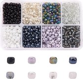 Perles Ensemble pour la prise de bijoux - 8 couleurs - Grijs 4 mm - Glas Perles - Fabrication de Bijoux Kit - 0 Rocailles - DIY - Adultes - Enfants - Set Perle - Perles - MAIA Creative