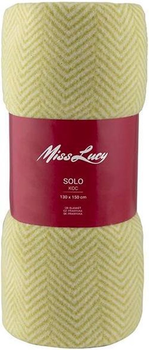 Miss Lucy Solo Plaid 130 x 150 cm - Deken - Woonaccessoire - Fleece zacht - Lemon