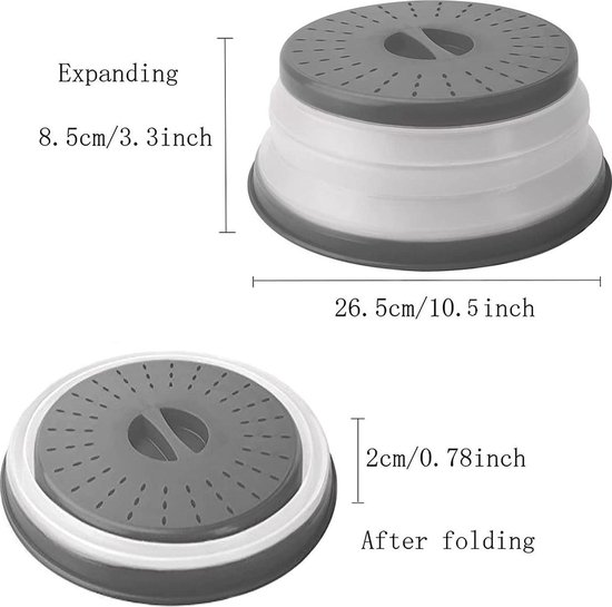 Couvercle pour micro-ondes YUGN Transparent - Pliable et peut être utilisé pour égoutter - Plastique sans BPA et sans mélanine