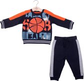 Babybol 2 delig setje sweatstof blauw/oranje joggingpak maat 62