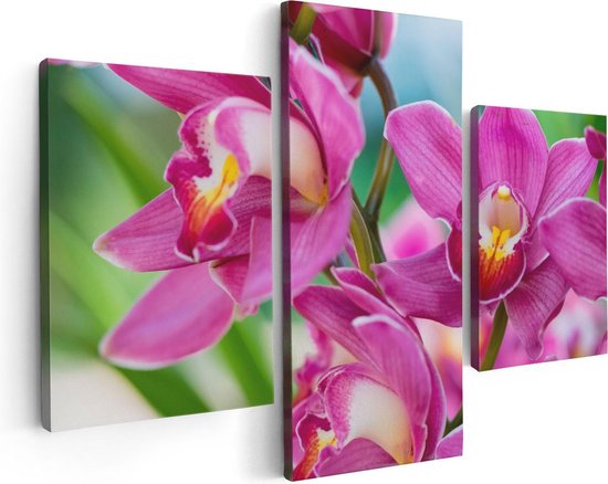 Artaza Canvas Schilderij Drieluik Licht Paarse Orchidee Bloemen  - 90x60 - Foto Op Canvas - Canvas Print