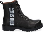 Braqeez 421773-489 Meisjes Biker Boots - Zwart - Leer - Veters