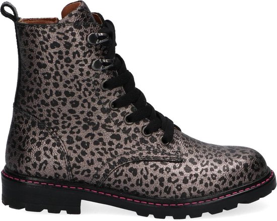 Braqeez 421755-992 Meisjes Biker Boots - Grijs/Print - Leer - Veters |  bol.com