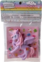 eenhoorn Pocket Unicorn meisjes 7 cm paars/vleugel 2-delig