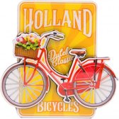 magneet fiets Holland 8,5 x 8,5 cm MDF rood/geel