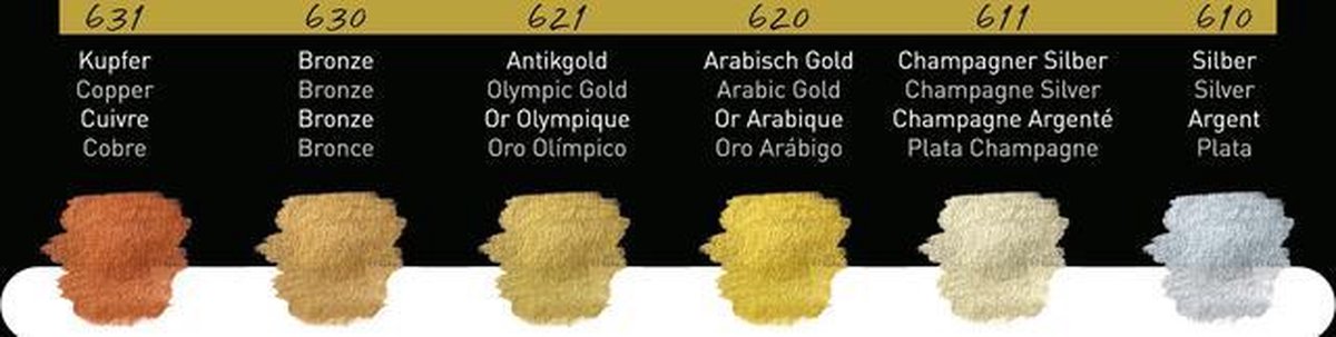 FINETEC® Parelmoer aquarelverf set Metals | 6 kleuren — afbeelding 2