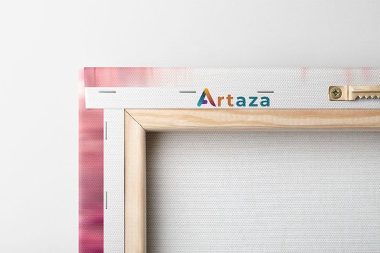 Artaza - Diptyque de peinture sur toile - Arbre à fleurs rose avec soleil - 80x60 - Photo sur toile - Impression sur toile