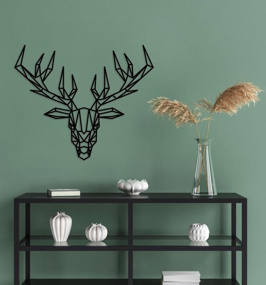 Décoration murale cerf géométrique Zwart MDF 500x415mm