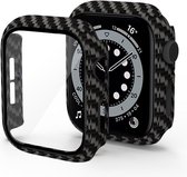 DrPhone FC3 - 44mm - 360° Cover - Volledige Hoes + ingebouwde screenprotector - Geschikt Voor Apple Watch 44mm - Carbon Stijl