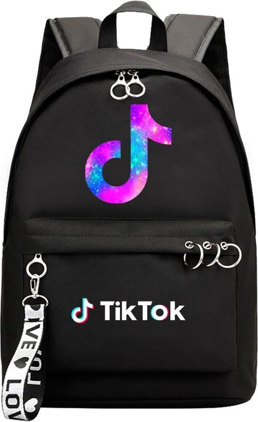 Tik Tok Rugzak - Jongens Meisje - Rugtas - TikTok Tas - Kind - Purple Glitter Logo