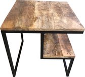 Table d'appoint industrielle en bois de manguier - Table basse - Table d'appoint - Table - Industrielle - Rurale - Table d'appoint rurale - 50 cm de large