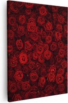 Artaza Canvas Schilderij Rode Rozen Achtergrond - 80x100 - Groot - Foto Op Canvas - Canvas Print