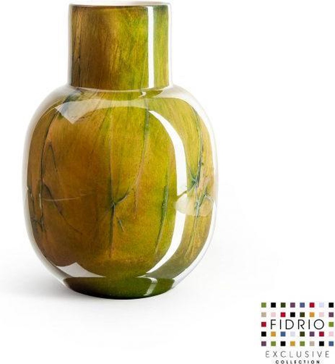 Fidrio Design vaas Palermo large URBAN GREEN glas mondgeblazen bloemenvaas diameter 11 cm hoogte 30 cm