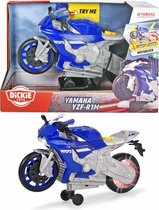 Dickie Toys - Yamaha R1 - Wheelie Raiders, gemotoriseerd voor voorwaartse aandrijving en wheelie functie, licht geluid, 26 cm, blauw, speelgoedvoertuig