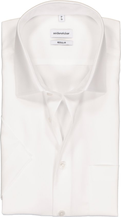 Seidensticker regular fit overhemd - korte mouw - wit - Strijkvrij - Boordmaat: 54