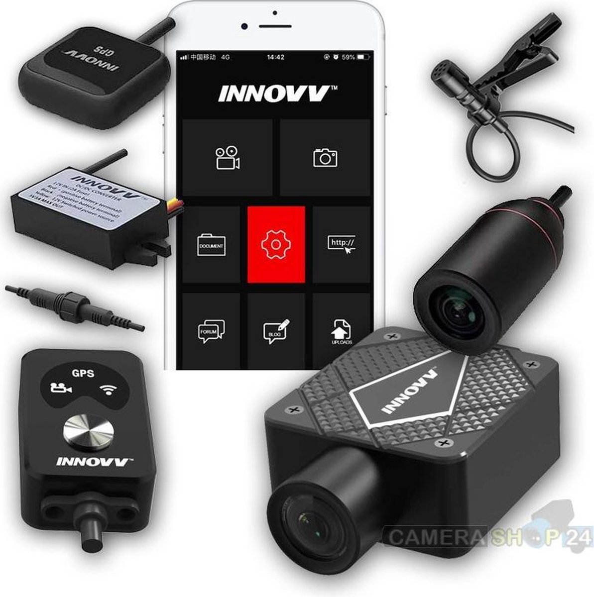 INNOVV K5 Motor Dashcam Set - 4K - GPS Tracker - WiFi - App - Motor Camera - G-sensor - Externe Microfoon - Slimme Afstandsbediening
