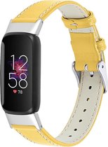 YONO Leer Bandje geschikt voor Fitbit Luxe - Vervangende Leren Armband - Geel