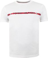Tommy Hilfiger Logo Stripe T-shirt - Mannen - Wit - Rood