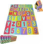 Mini 86-delige foam puzzelmat - Compacte Speelkleed voor Kinderen - Complete Alfabet + Cijfers - Leerzame Speelmat -  93x93 CM - Multicolor