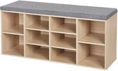 Segenn's Schoenenbank - Schoenenrek - SchoenenKast - Bank - 10 Vakken met Vulling voor de Inkomhal Slaapkamer - 104 x 30 x 48 cm - Houtlook - Naturel Grijs