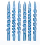 TWIST'D - Gedraaide kaarsen set - denim blue - 6 stuks - 29 cm - dinerkaars - kaarsen - twisted candles - swirl kaarsen