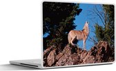 Laptop sticker - 17.3 inch - Wolf - Steen - Bruin - 40x30cm - Laptopstickers - Laptop skin - Cover