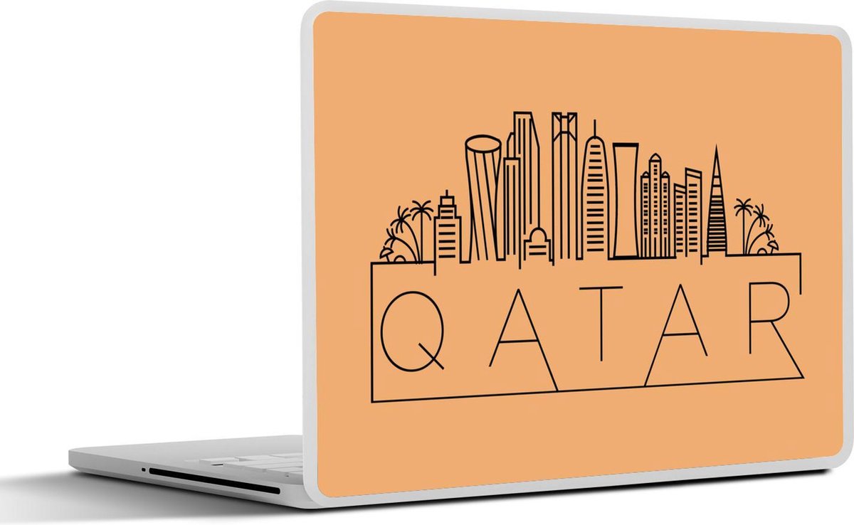 Afbeelding van product SleevesAndCases  Laptop sticker - 17.3 inch - Skyline Qatar zwart op oranje