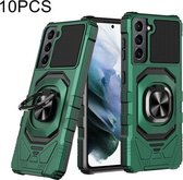 Voor Samsung Galaxy S21 5G 10 PCS Union Armor Magnetische PC + TPU Shockproof Case met 360 Graden Rotatie Ring Houder (Dark Night Green)