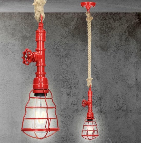 Brandweer lamp - rood - metaal staal - industriële hanglamp voor stoere  kinderkamer of... | bol.com